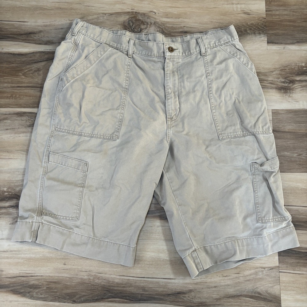 Polo Jeans Co Field Shorts 38 Cargo Utility 100% Cotton Relaxed Khaki Tan Vtg